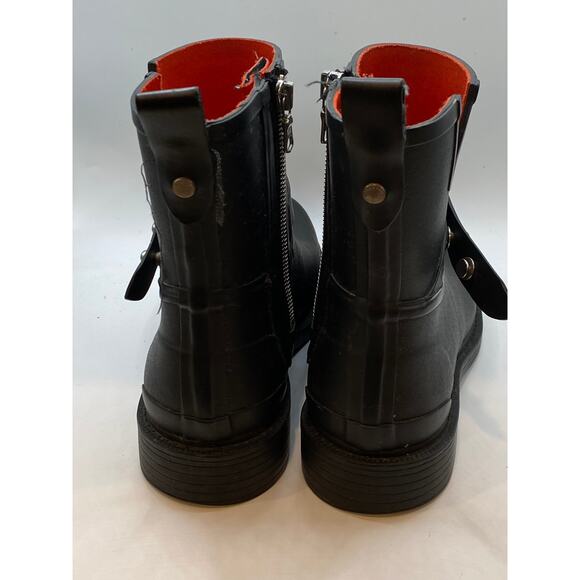 RAG & BONE Women's Black Rubber Moto Pull-On Calf Rain Boot SZ 38(US8) - Picture 7 of 12